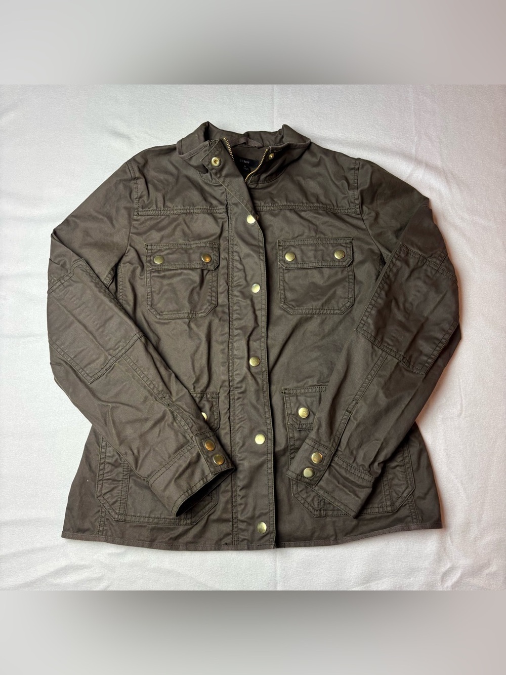 J. Crew‎ Olive Green Utility Jacket with Brass Snaps